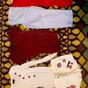 8 pants, 3 shorts, 5 tops, 8 capris, 1 skirt, 1 leggings